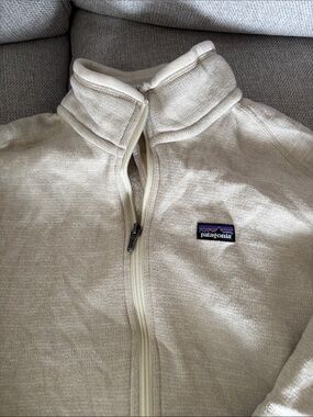 Patagonia Cream Zip-Up Fleece with Logo Patch